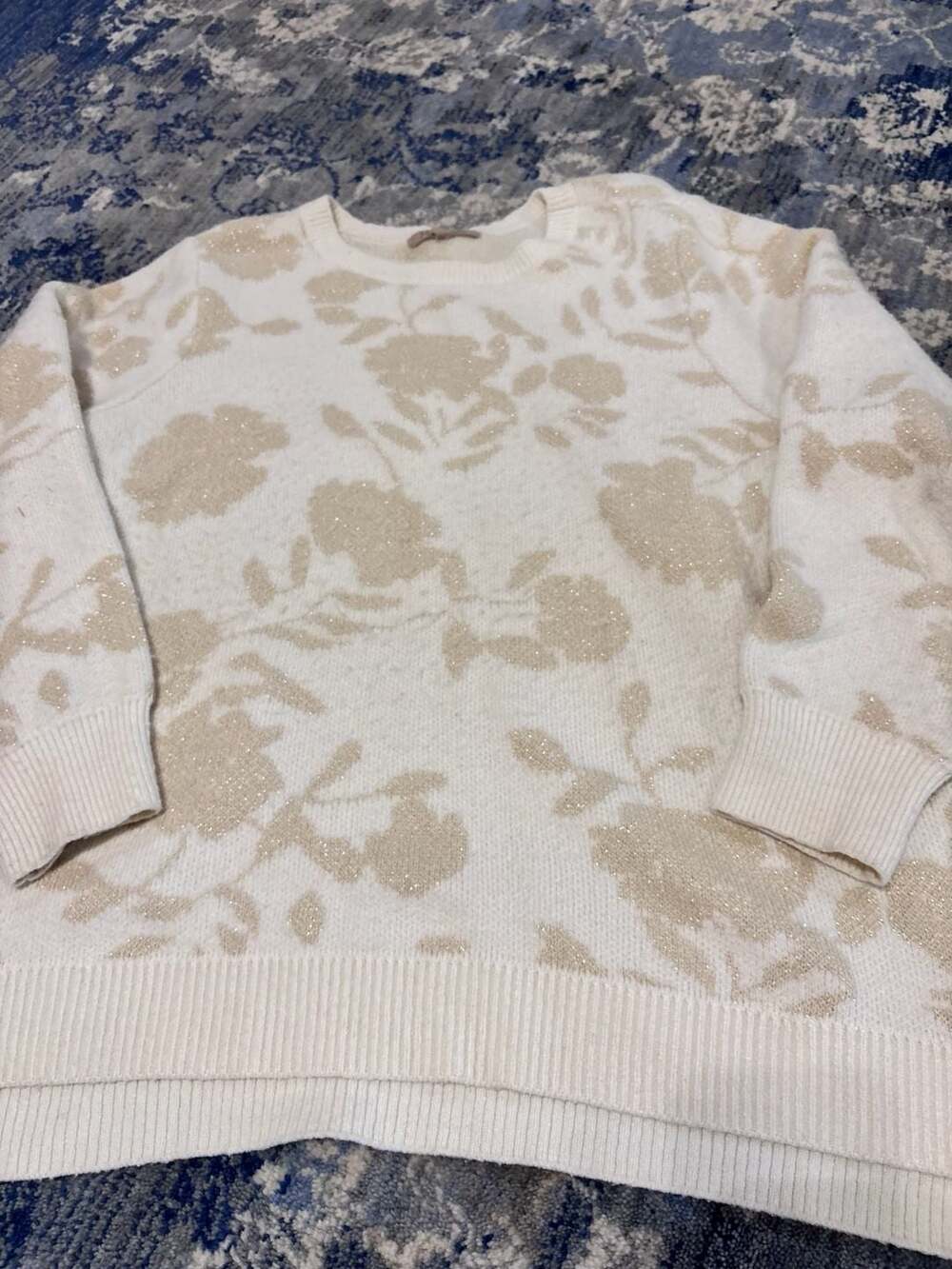 My Danielle Sweater XXL Cream Floral Metallic